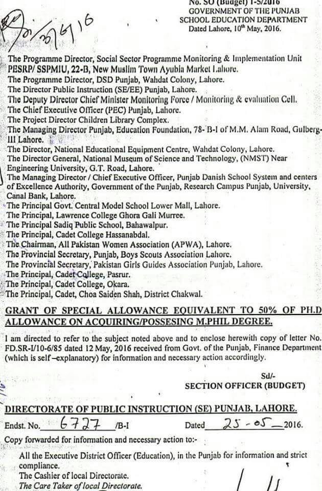 M. PHIL & P. had ALLOWANCE POWER SHIFTED TO DDO OFFICER 